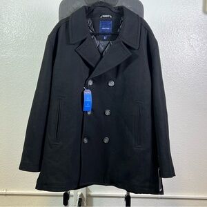 Nautica Performance Men‘s Black Wool Blend Peacoat Quilted Coat Jacket Blazer 2X
